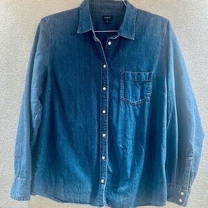 J. Crew Women’s XL Dark Blue Denim Cotton Button Down Shirt
